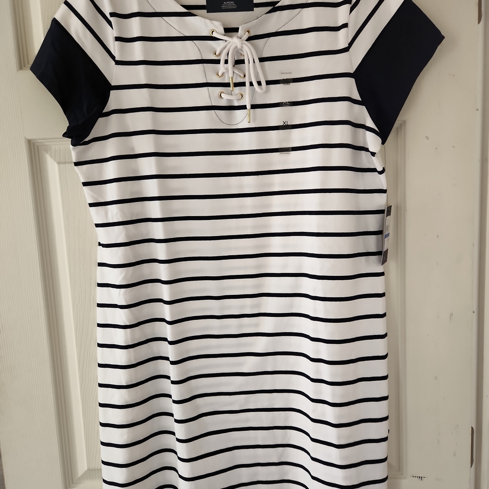 Tommy Hilfiger Black/White Striped Dress NWT